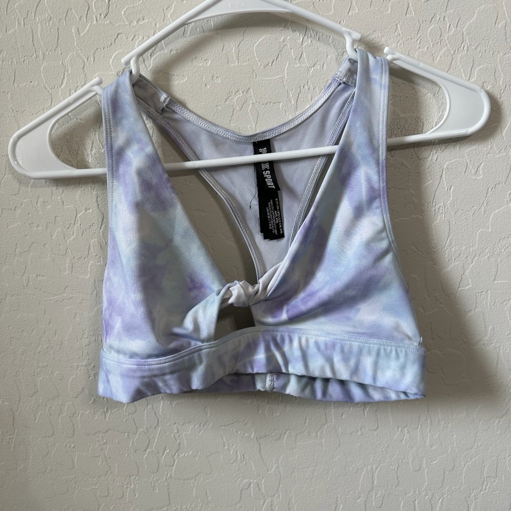 PINK Victoria's Secret Lavender Tie-Dye Knot Front Sports Bra
